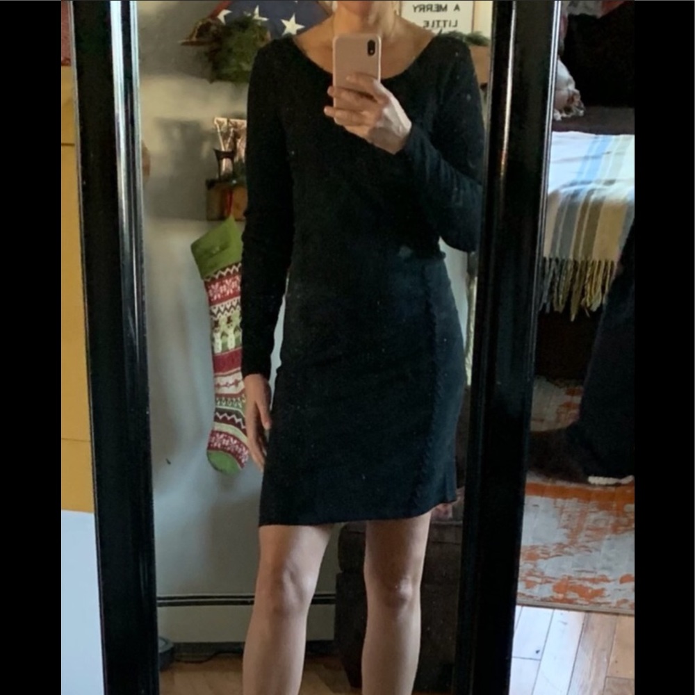 INC Black Faux Suede Sweater Midi dress Sz SM NWOT - Picture 1 of 10